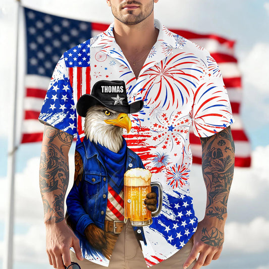 Personalized Name America 250th Birthday US Flag Hawaii Shirt, 250th Anniversary Gift Moonbestprint