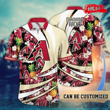 Personalized Name Arizona Diamondbacks MLB Flower Pineapple Summer Baseball For Sports Fans Hawaiian Shirt, MLB Hawaiian Shirt Moonbestprint