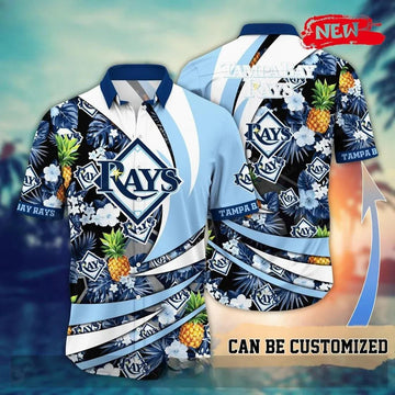 Personalized Name Tampa Bay Rays MLB Flower Pineapple Summer Baseball For Sports Fans Hawaiian Shirt, MLB Hawaiian Shirt Moonbestprint