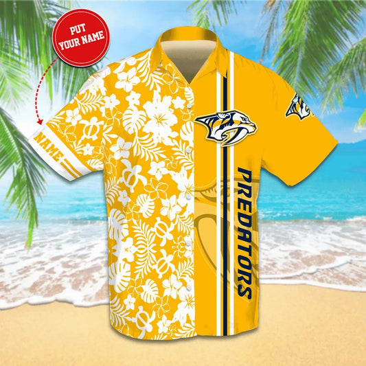 Personalized Nashville Predators Custom Hawaiian Shirt, NHL Hawaiian Shirt Moonbestprint