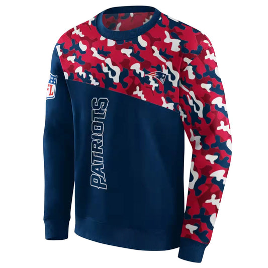 Personalized New England Patriots Camo Pattern Blue AOP Sweatshirt - Moonbestprint