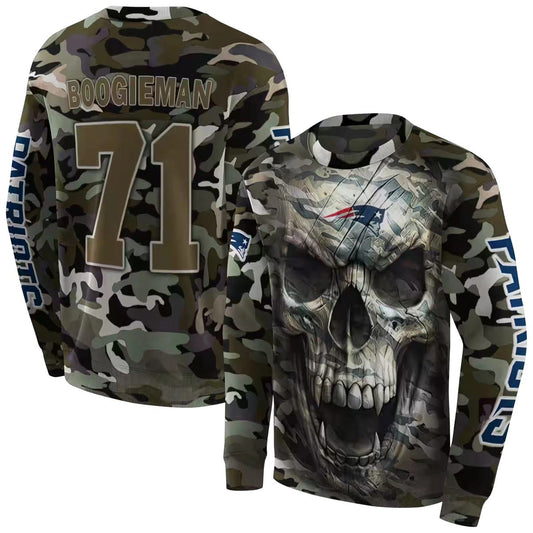 Personalized New England Patriots Camo Skull AOP Sweatshirt - Moonbestprint