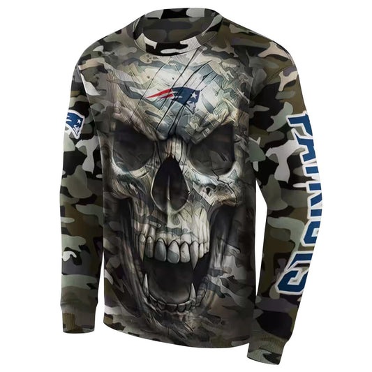 Personalized New England Patriots Camo Skull AOP Sweatshirt - Moonbestprint