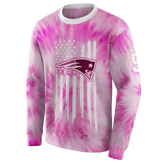 Personalized New England Patriots Cancer Support Pink AOP Sweatshirt - Moonbestprint