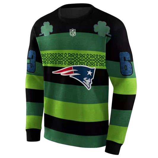 Personalized New England Patriots Celtic Patterns Green AOP Sweatshirt - Moonbestprint