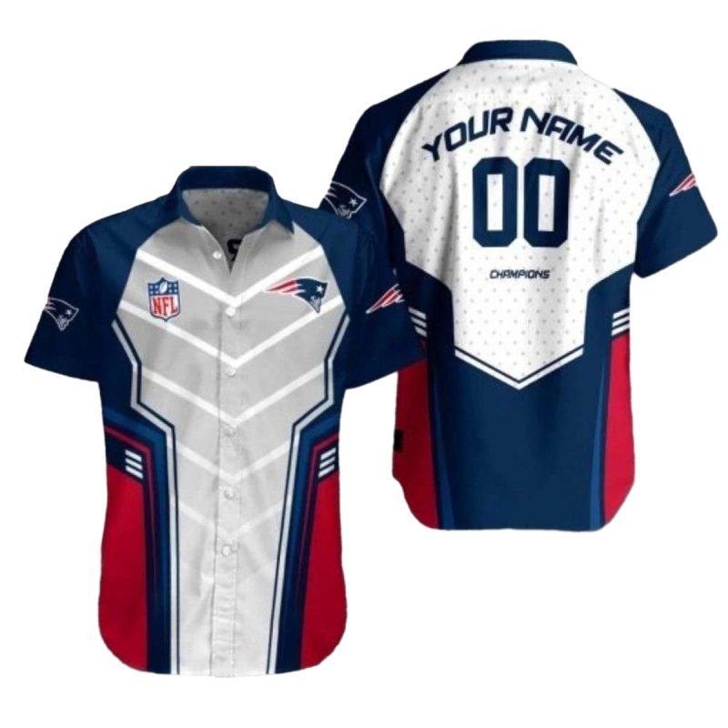 Personalized New England Patriots Champion Spirit Black White And Blue Hawaiian Shirt - Moonbestprint
