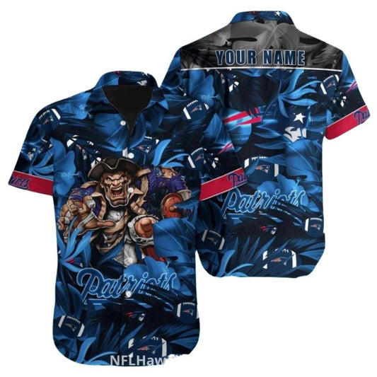 Personalized New England Patriots Dark Foliage Mascot Hawaiian Shirt - Moonbestprint