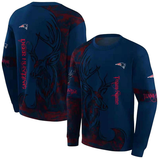 Personalized New England Patriots Deer Silhouette Blue AOP Sweatshirt - Moonbestprint