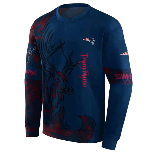 Personalized New England Patriots Deer Silhouette Blue AOP Sweatshirt - Moonbestprint