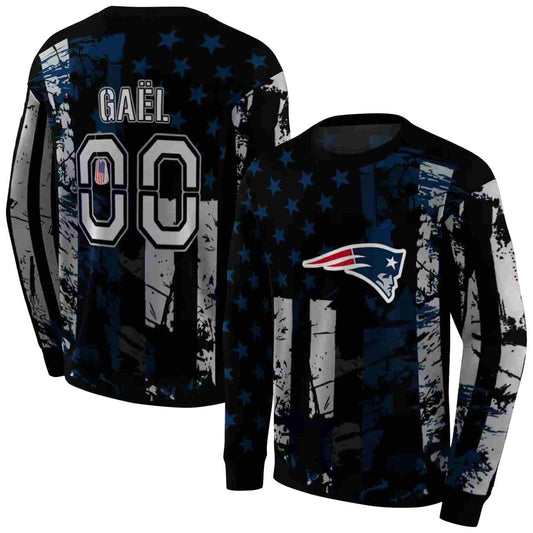 Personalized New England Patriots Distressed Flag Blue Black AOP Sweatshirt - Moonbestprint