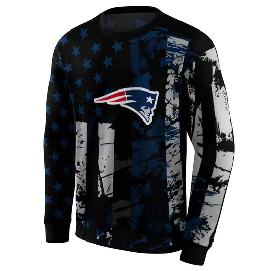 Personalized New England Patriots Distressed Flag Blue Black AOP Sweatshirt - Moonbestprint