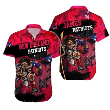 Personalized New England Patriots Electric Red Patriots Mascot Hawaiian Shirt - Moonbestprint