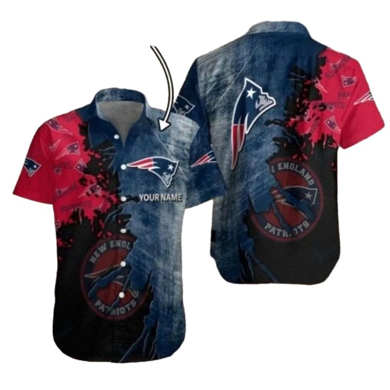 Personalized New England Patriots Flair Red White And Blue Splatter Design Hawaiian Shirt - Moonbestprint