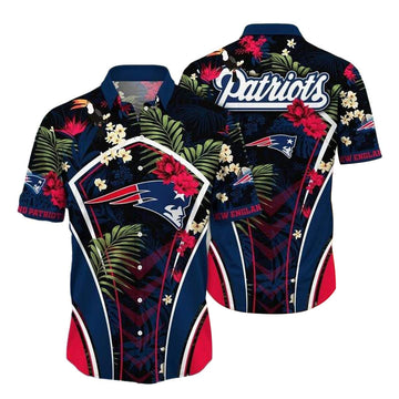 Personalized New England Patriots Flower Summer Tropical Hawaiian Shirt - Moonbestprint