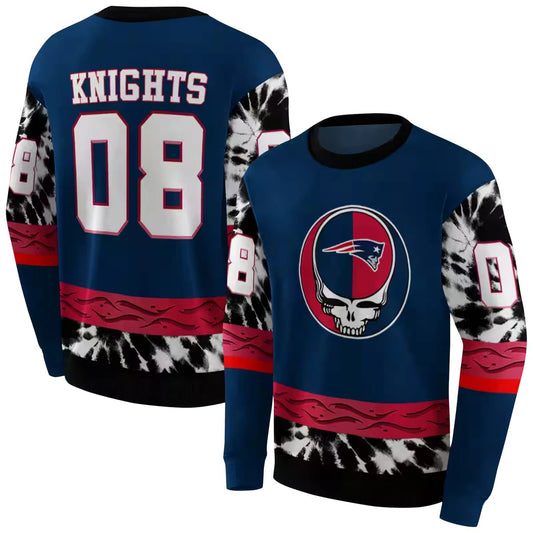 Personalized New England Patriots Grateful Vibes Blue AOP Sweatshirt - Moonbestprint