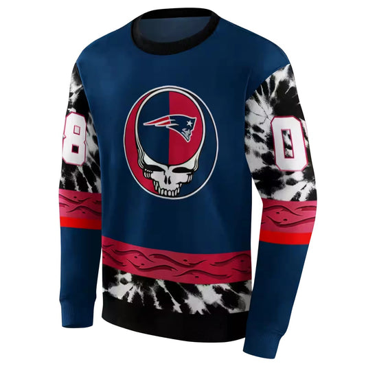 Personalized New England Patriots Grateful Vibes Blue AOP Sweatshirt - Moonbestprint