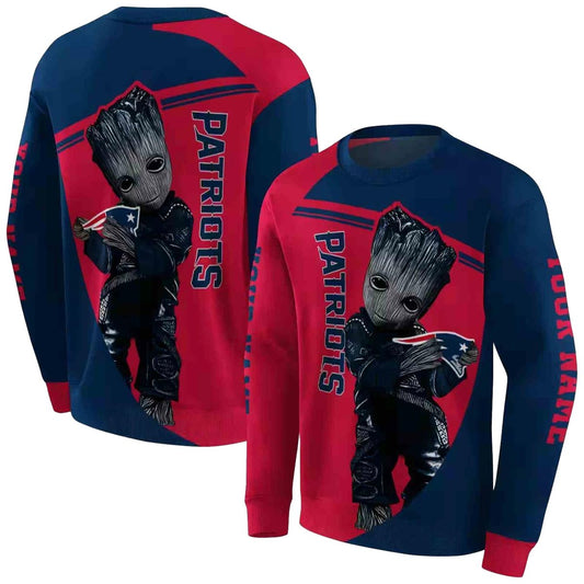 Personalized New England Patriots Groot Blue AOP Sweatshirt - Moonbestprint