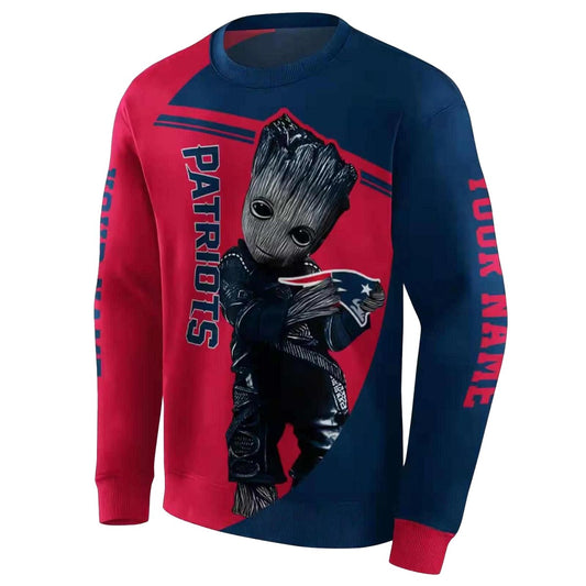 Personalized New England Patriots Groot Blue AOP Sweatshirt - Moonbestprint