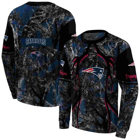 Personalized New England Patriots Hunting Theme Blue Black AOP Sweatshirt - Moonbestprint
