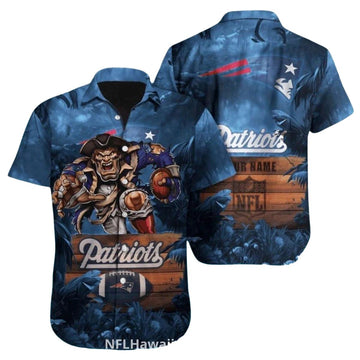 Personalized New England Patriots Jungle Warrior Mascot Hawaiian Shirt - Moonbestprint
