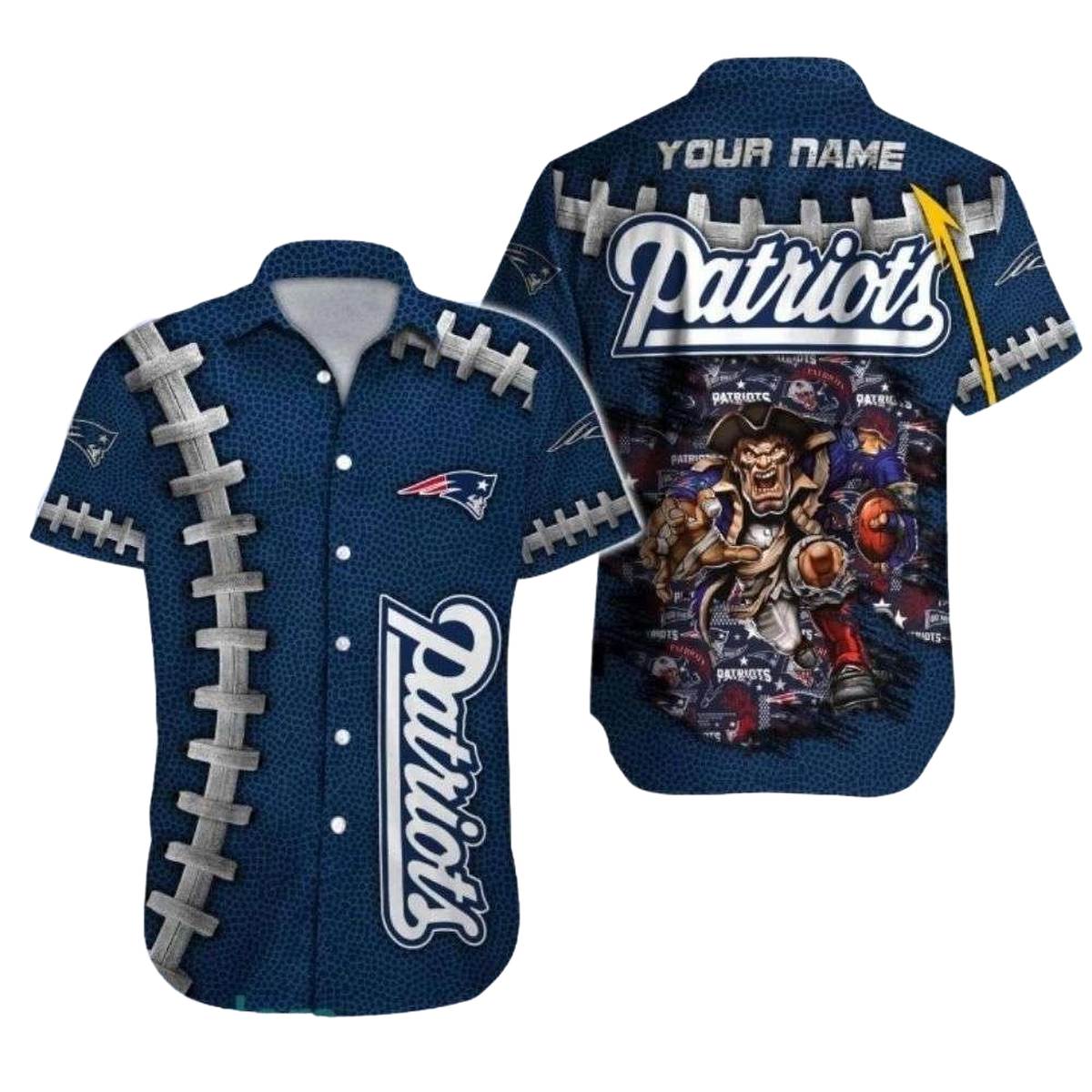Personalized New England Patriots Logo And Ball Cosplay Hawaiian Shirt - Moonbestprint