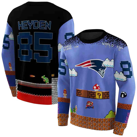 Personalized New England Patriots Mario Blue Black AOP Sweatshirt - Moonbestprint