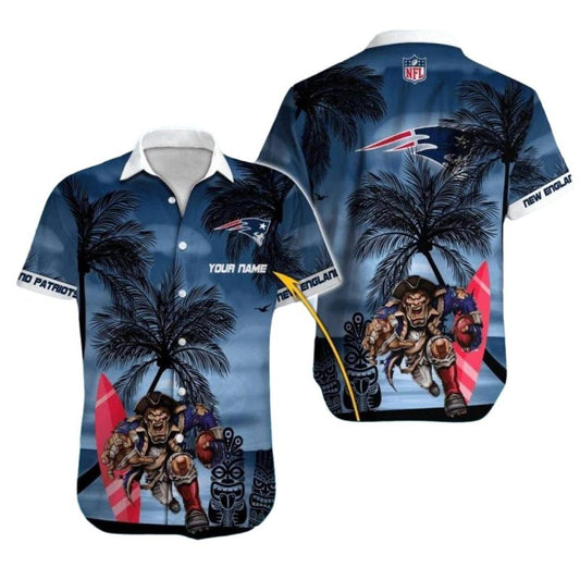 Personalized New England Patriots Mascot Tropical Pirate Hawaiian Shirt - Moonbestprint