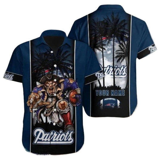 Personalized New England Patriots Mascot Twilight Palm Hawaiian Shirt - Moonbestprint