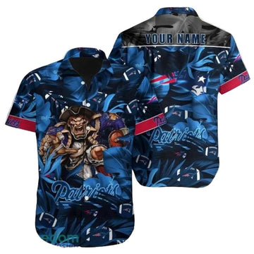 Personalized New England Patriots Midnight Rush Mascot In Dark Tropic Hawaiian Shirt - Moonbestprint