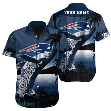 Personalized New England Patriots Midnight Whale Play Dolphin Hawaiian Shirt - Moonbestprint