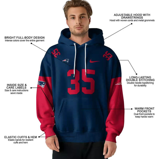 Personalized New England Patriots Minimal Design Red And Blue AOP Sweatshirt - Moonbestprint