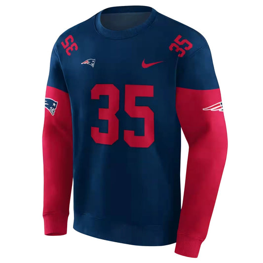 Personalized New England Patriots Minimal Design Red And Blue AOP Sweatshirt - Moonbestprint