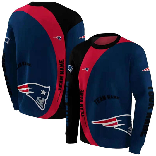 Personalized New England Patriots Minimalist Design Blue Black AOP Sweatshirt - Moonbestprint