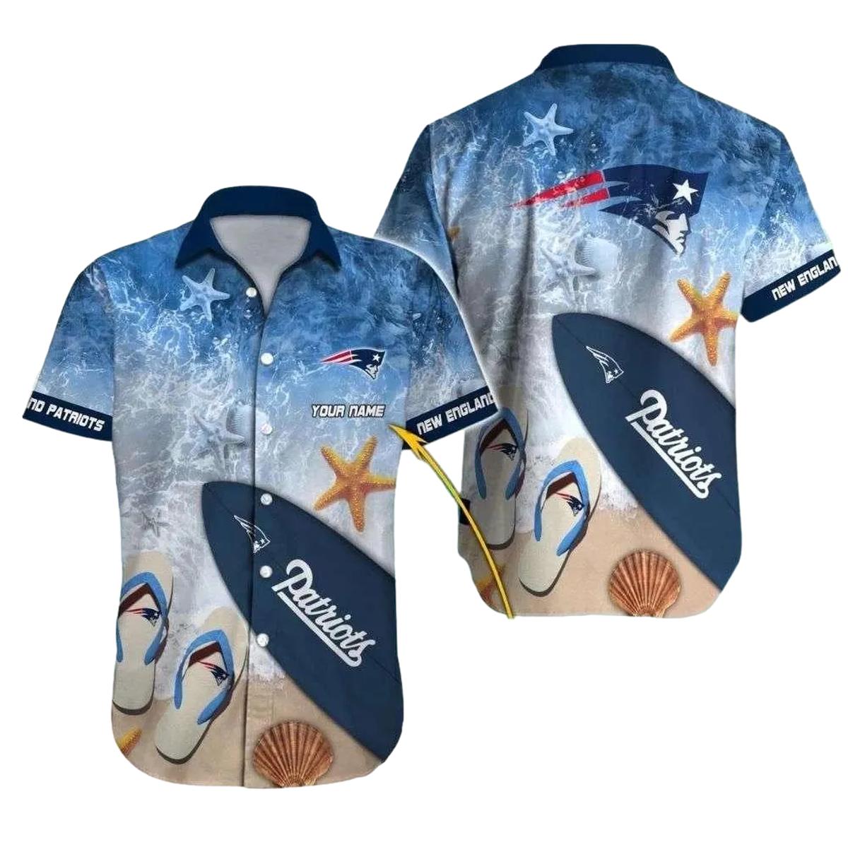 Personalized New England Patriots Oceanfront Summer Hawaiian Shirt - Moonbestprint