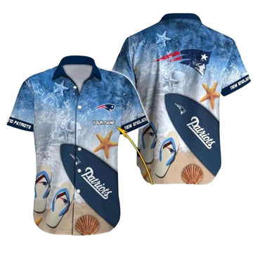 Personalized New England Patriots Oceanfront Summer Hawaiian Shirt - Moonbestprint