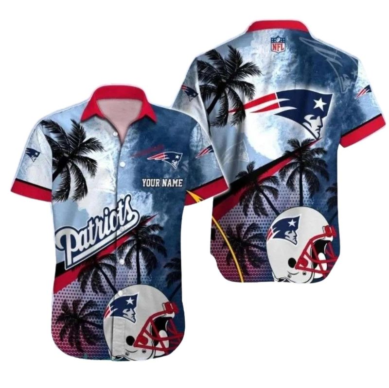 Personalized New England Patriots Palm Sunset Hawaiian Shirt - Moonbestprint