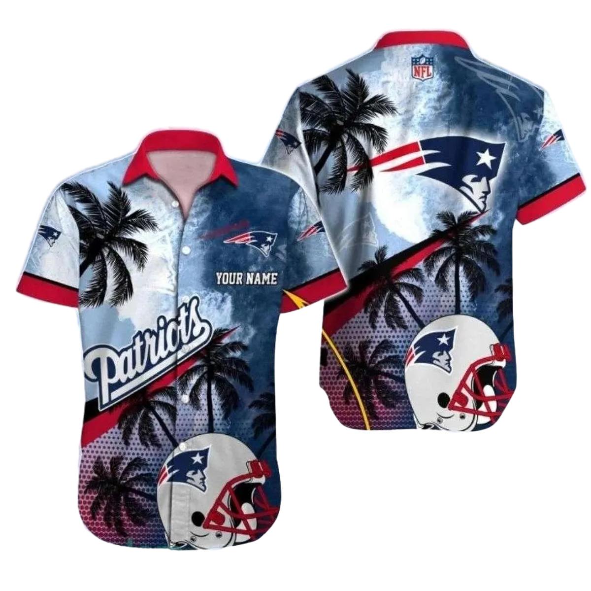 Personalized New England Patriots Palm Sunset Hawaiian Shirt - Moonbestprint