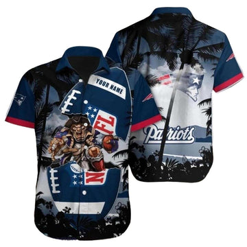 Personalized New England Patriots Patriotic Twilight Palm Silhouette Hawaiian Shirt - Moonbestprint