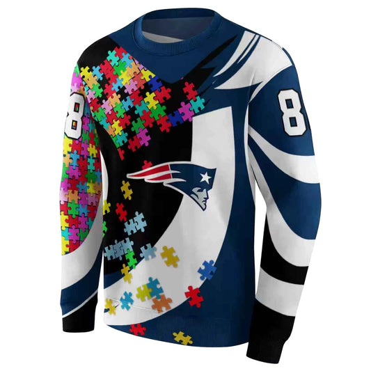 Personalized New England Patriots Puzzle Pieces Blue AOP Sweatshirt - Moonbestprint