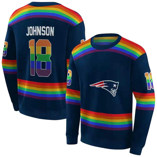 Personalized New England Patriots Rainbow Stripes Blue AOP Sweatshirt - Moonbestprint