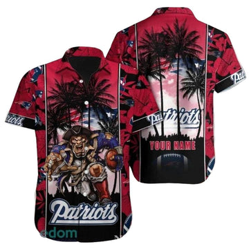 Personalized New England Patriots Red Floral And Palm Coconut Tree Hawaiian Shirt - Moonbestprint