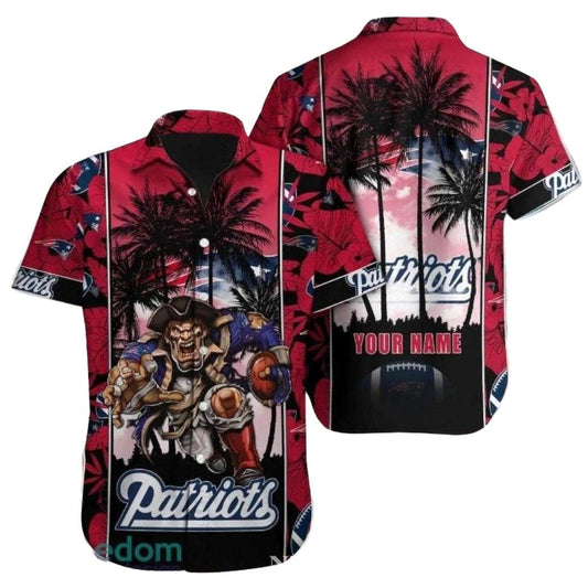 Personalized New England Patriots Red Floral And Palm Coconut Tree Hawaiian Shirt - Moonbestprint