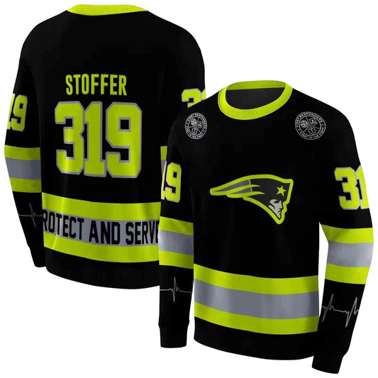 Personalized New England Patriots Safety Motif Black Neon Green AOP Sweatshirt - Moonbestprint