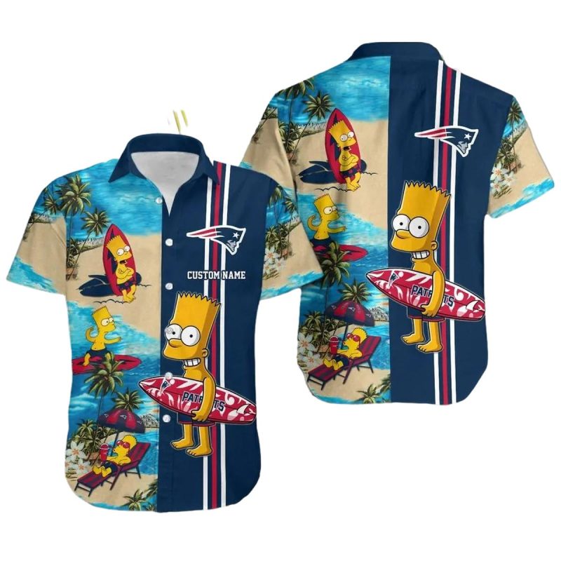 Personalized New England Patriots Simpsons Hawaiian Shirt - Moonbestprint