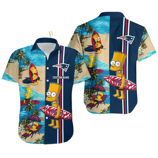 Personalized New England Patriots Simpsons Hawaiian Shirt - Moonbestprint