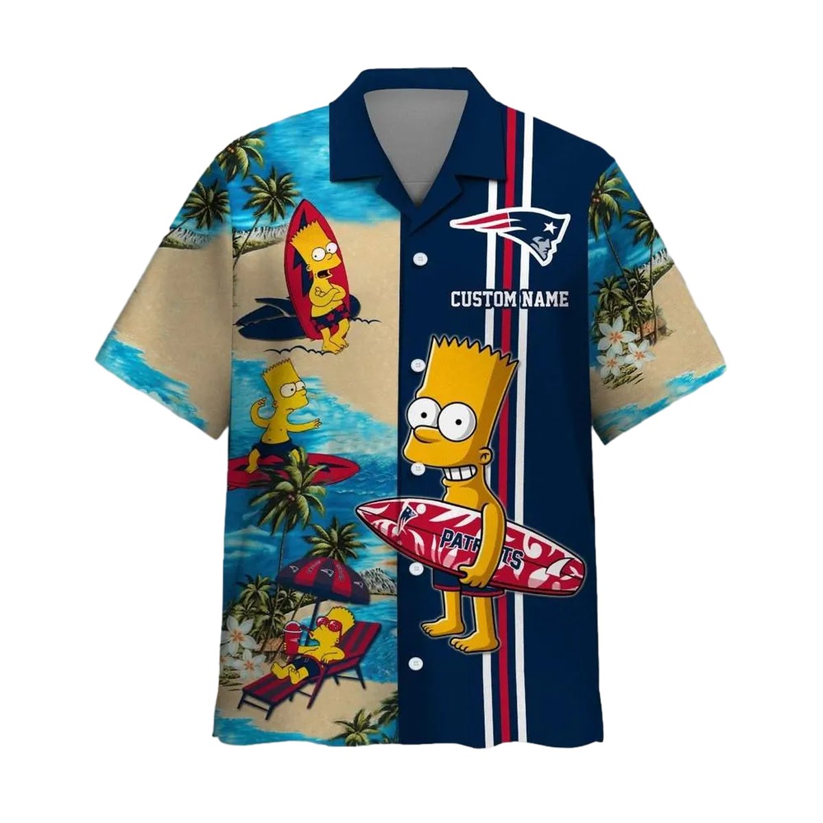 Personalized New England Patriots Simpsons Hawaiian Shirt - Moonbestprint