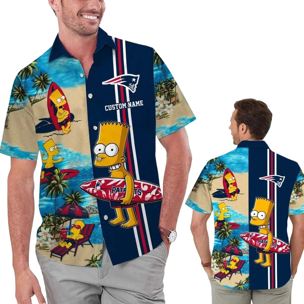 Personalized New England Patriots Simpsons Hawaiian Shirt - Moonbestprint