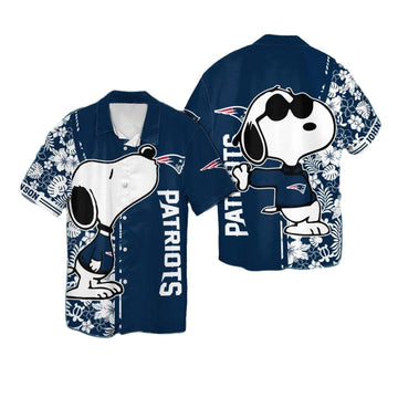 Personalized New England Patriots Snoopy Floral Hawaiian Shirt - Moonbestprint