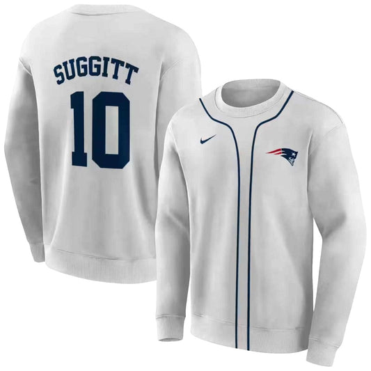 Personalized New England Patriots Sporty Stripe White AOP Sweatshirt - Moonbestprint
