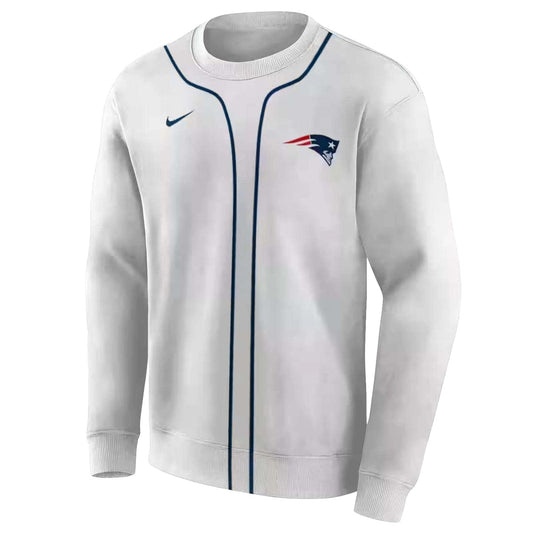 Personalized New England Patriots Sporty Stripe White AOP Sweatshirt - Moonbestprint